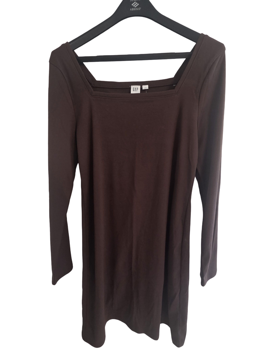 GAP Women's Dark Brown Square-Neck Long Sleeve Top